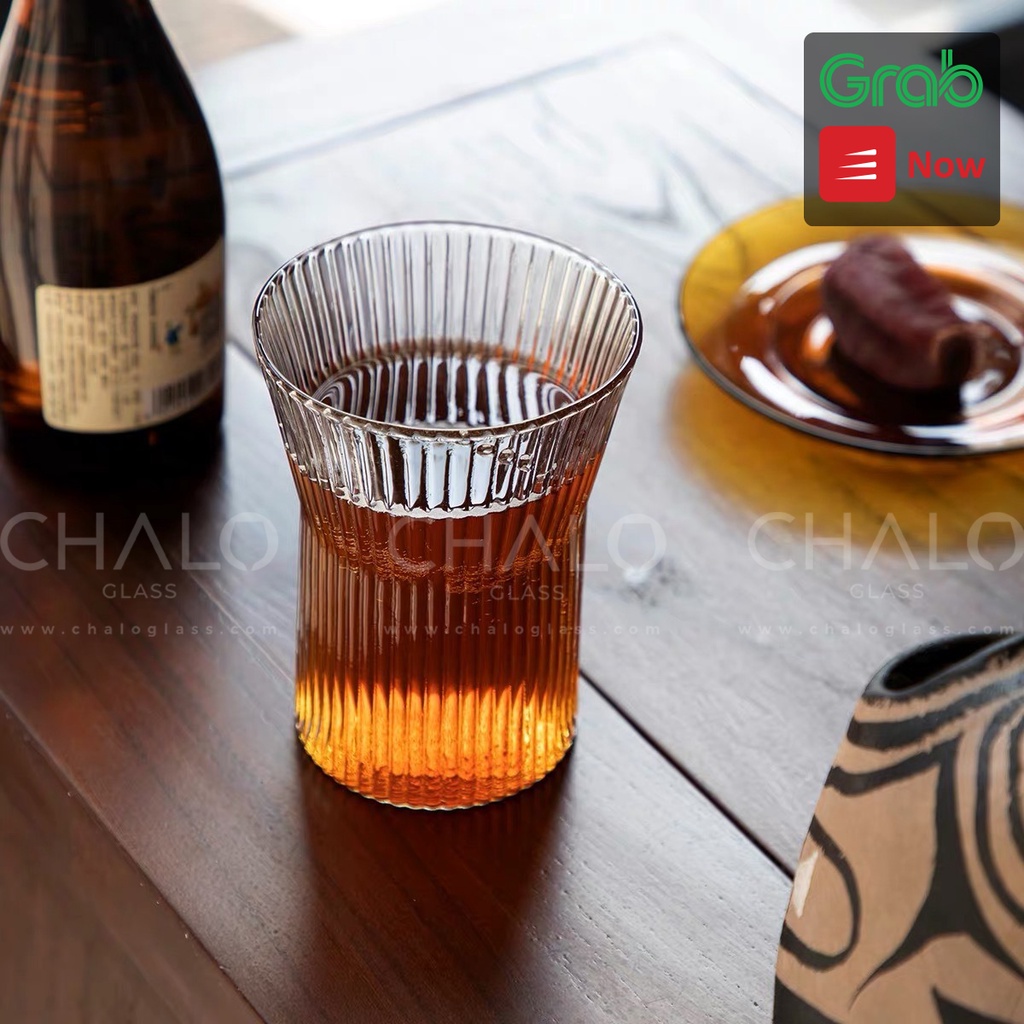 Ly thủy tinh sọc miệng loe thân trụ 360ml (Thủy tinh chịu nhiệt Borosilicat) - CS06