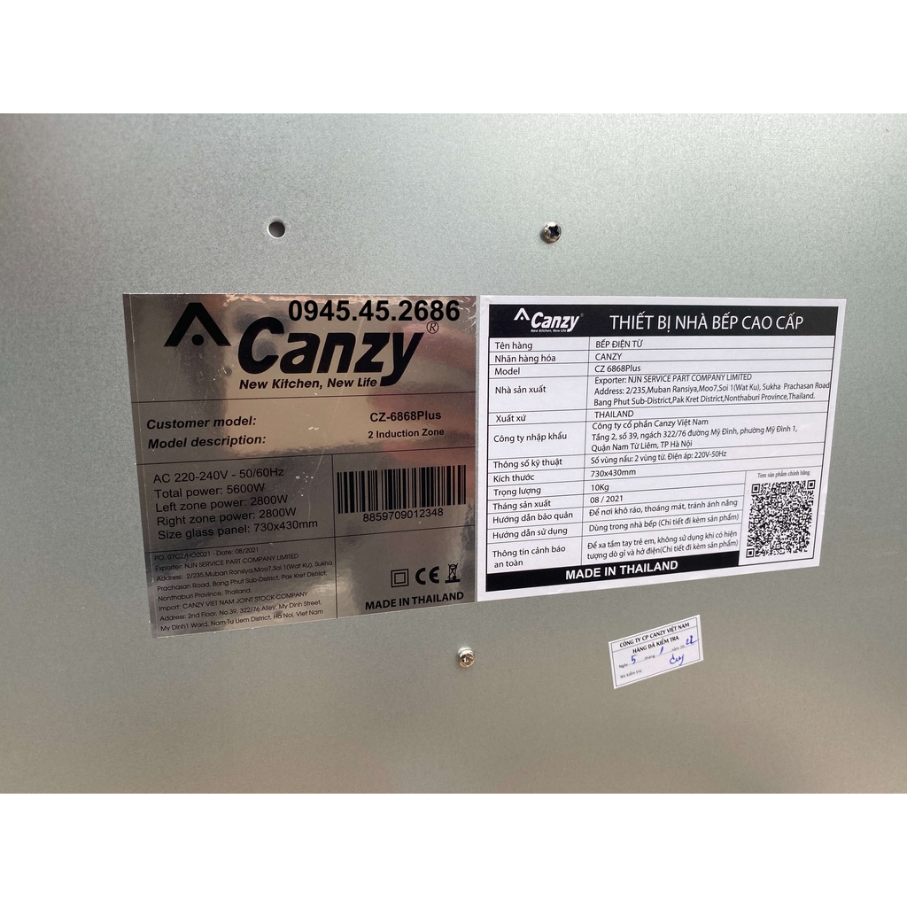 Bếp Từ Đôi CANZY CZ 6868 Plus -Thailand