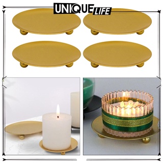 [Thiết bị] 4x Tấm giữ nến bằng sắt Giá đỡ bàn nến Trang trí Giáng sinh Vàng