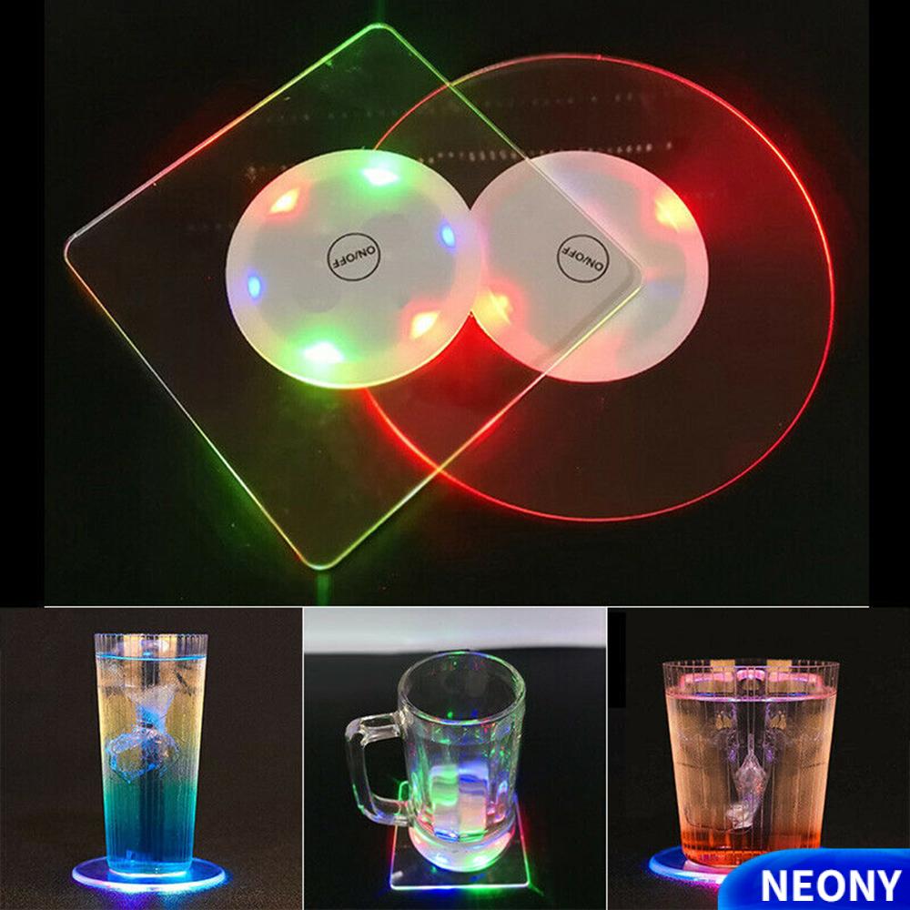 Đế Lót Ly Tròn / Vuông Có Đèn Led Neon | BigBuy360 - bigbuy360.vn
