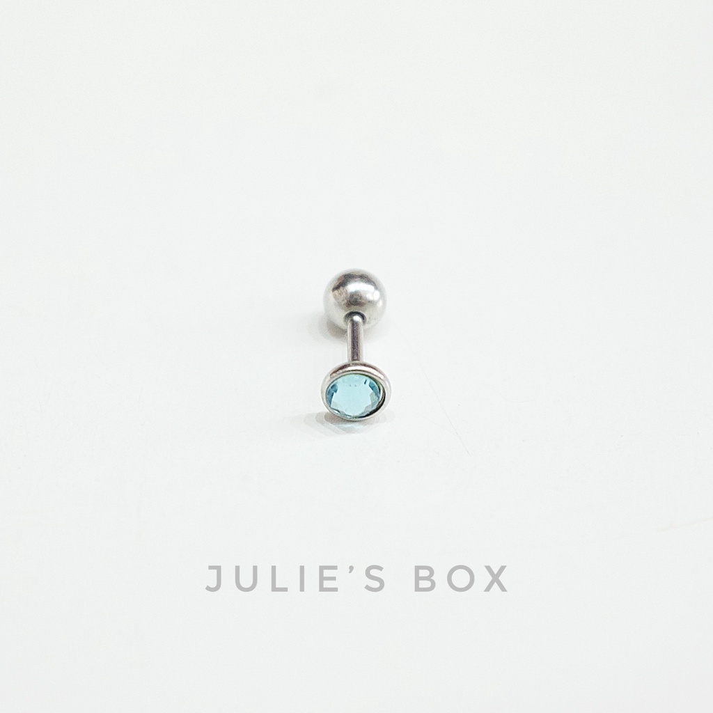 [1 CHIẾC] Khuyên Tai Nam Nữ Đá Có Viền Màu Bạc Unisex Cá Tính Không Gỉ Không Ngứa Không Bay Màu Julies Box 66