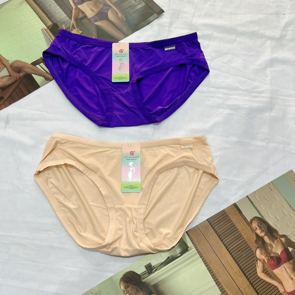 Quần lót nữ thun lạnh trơn cạp thấp lưng chất liệu mềm mịn thoáng mát size 40kg-55kg
