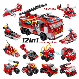 Đồ chơi logo ráp xe cứu hỏa 561m 12in1 , 633016