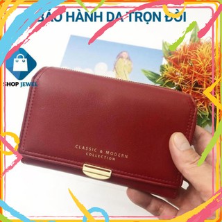 tuan00006 Ví Cầm Tay Nữ, Ví Cầm Tay Nữ Mini CLASSIC & MORERN Kết Hợp Khóa Bấm Và Khóa Kéo Shop Jewel tuan00006