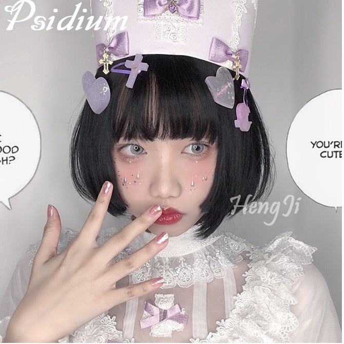 Tóc giả lolita chính hãng hengji đen cụp lưới hoa/có rãnh da đầu/ dày dặn/ wig cosplay/ hóa trang Sakana Cosplay Shop
