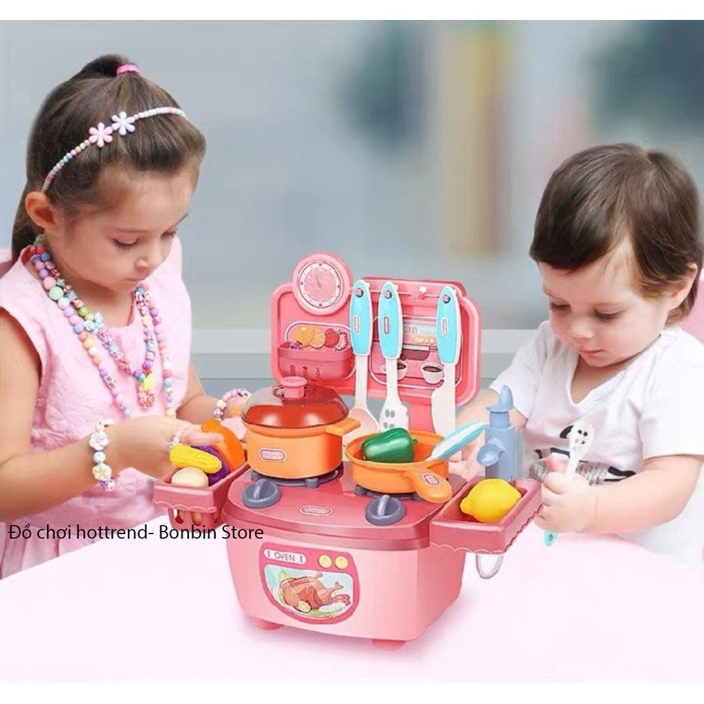 Bộ đồ chơi nấu ăn nhà bếp Dream Kitchen Mini cao cấp vòi xịt được nước kt 30*28*13cm màu hồng cho bé
