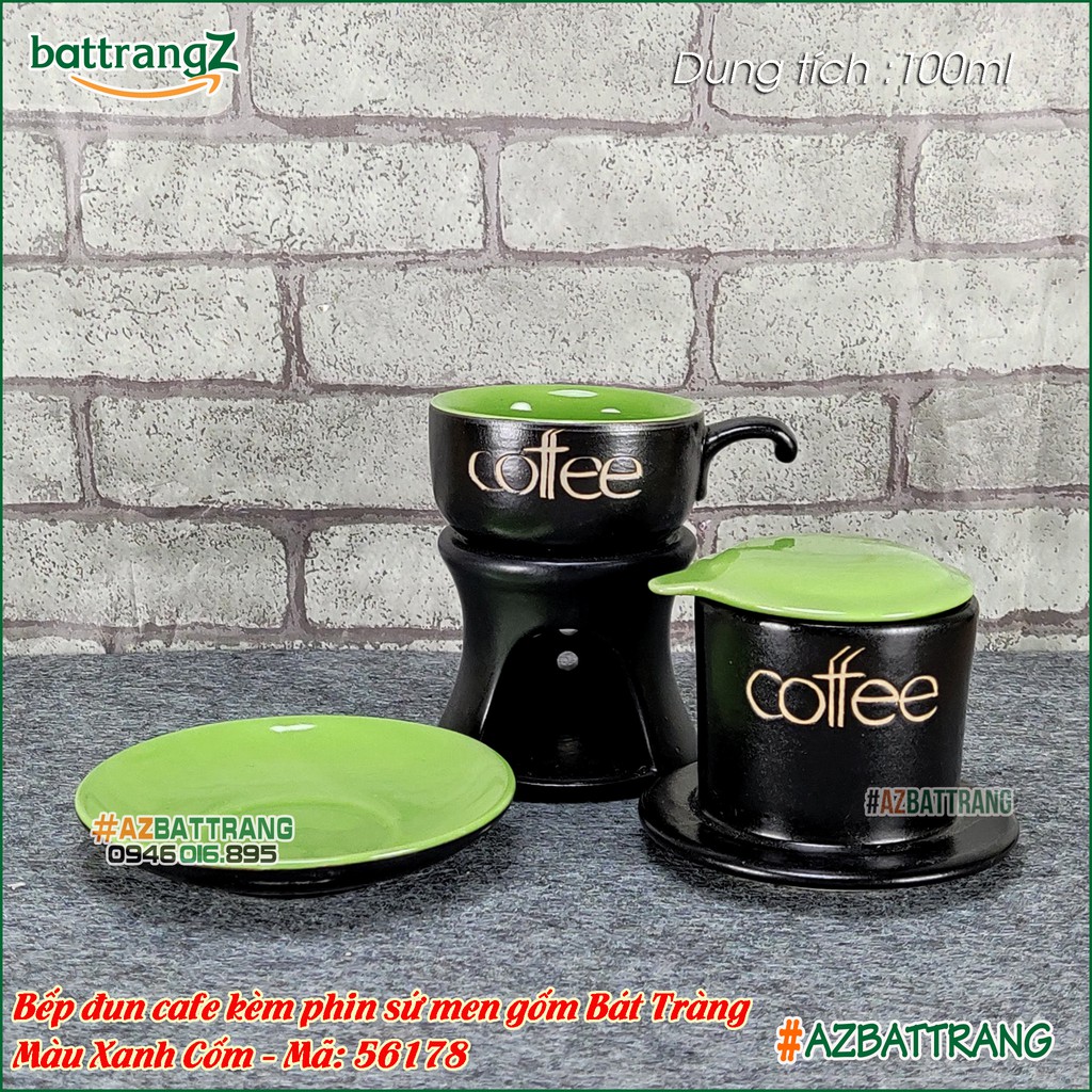 Phin cafe kèm bếp hâm nóng cafe men gốm AZBATTRANG