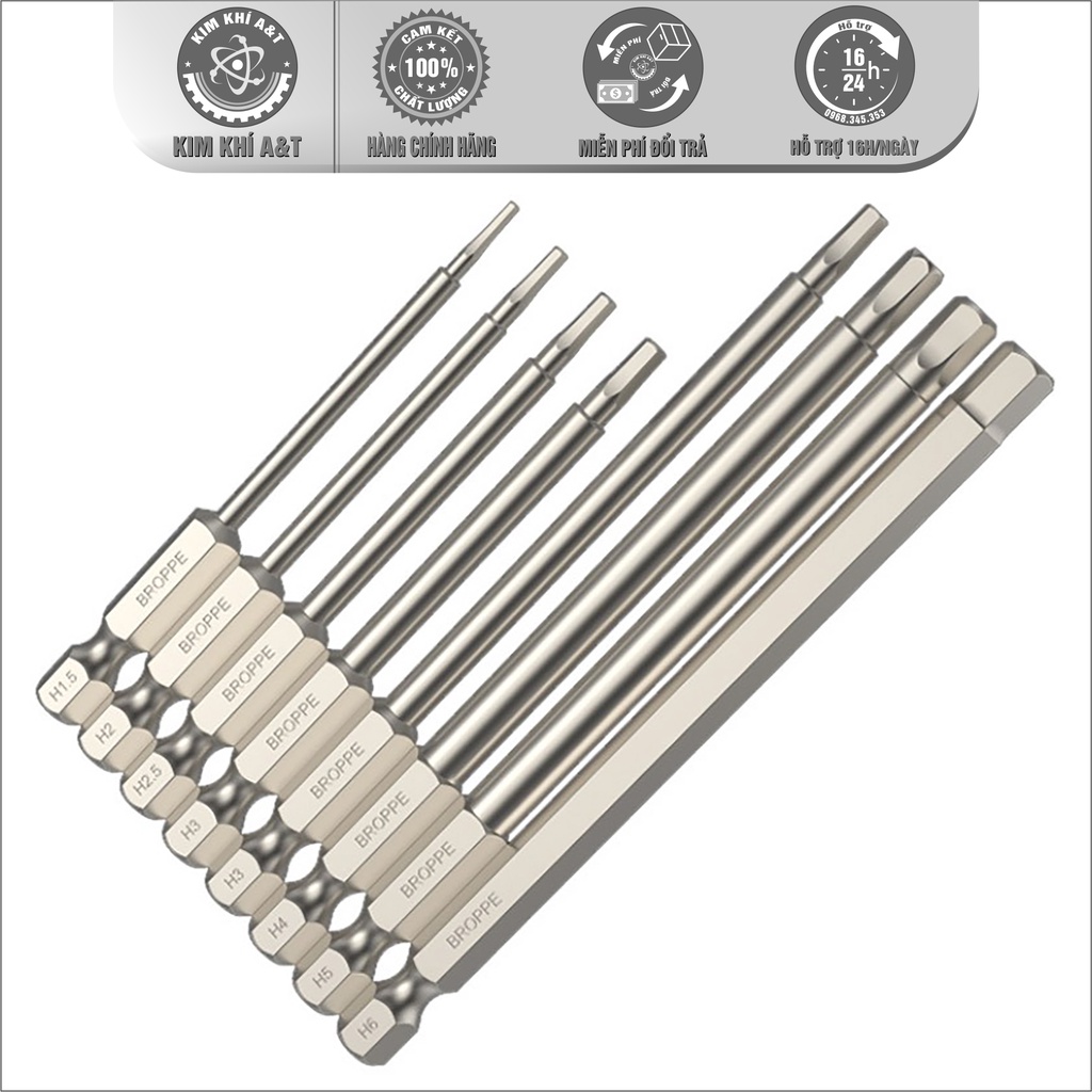 Bộ đầu lục giác BROPPE cho khoan - Đầy đủ kích thước