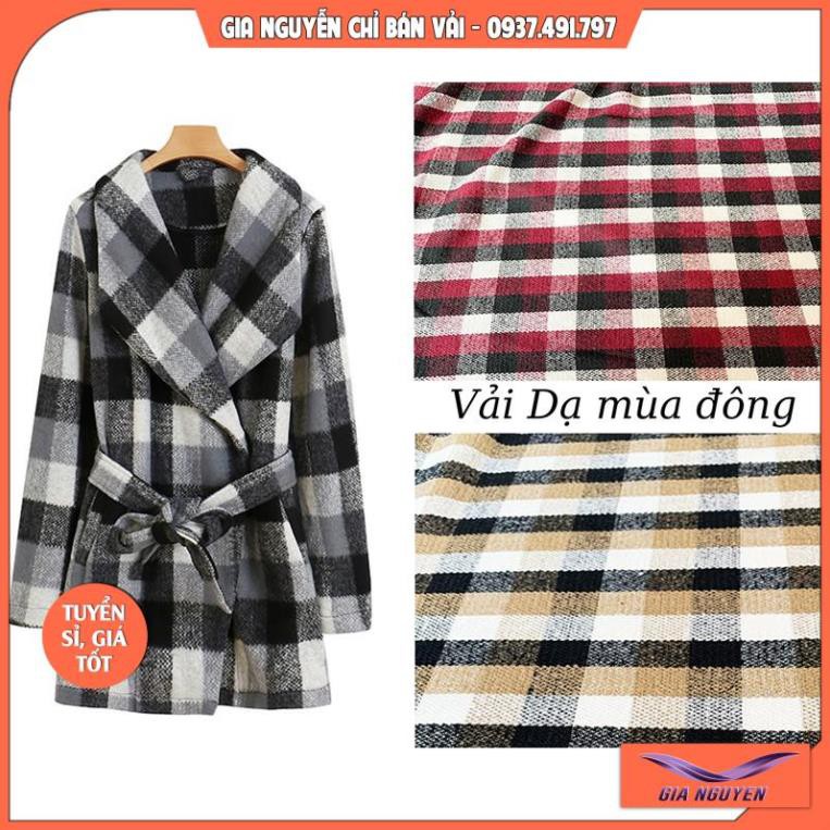 Vải dạo-Vải Dạ caro-sợi vải dày-ít thấm nước-giữ ấm-giữ nhiệt tốt-hàng xuất khẩu-chuyên làm hàng mùa đông