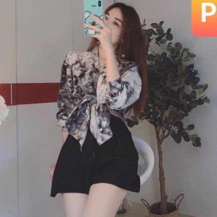 áo sơ mi màu loang siêu xinh chất voan mềm đủ màu ảnh thật