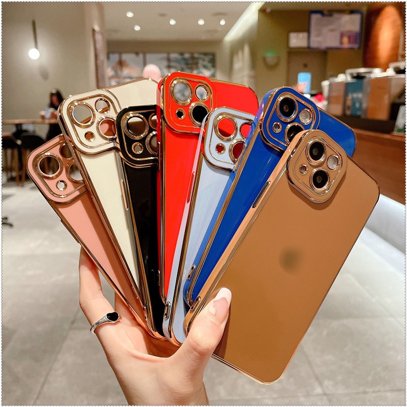 Ốp Điện Thoại Mềm Mạ Vàng Bảo Vệ Camera Dành Cho IPhone 13 12 11 Pro Max XS Max XR X