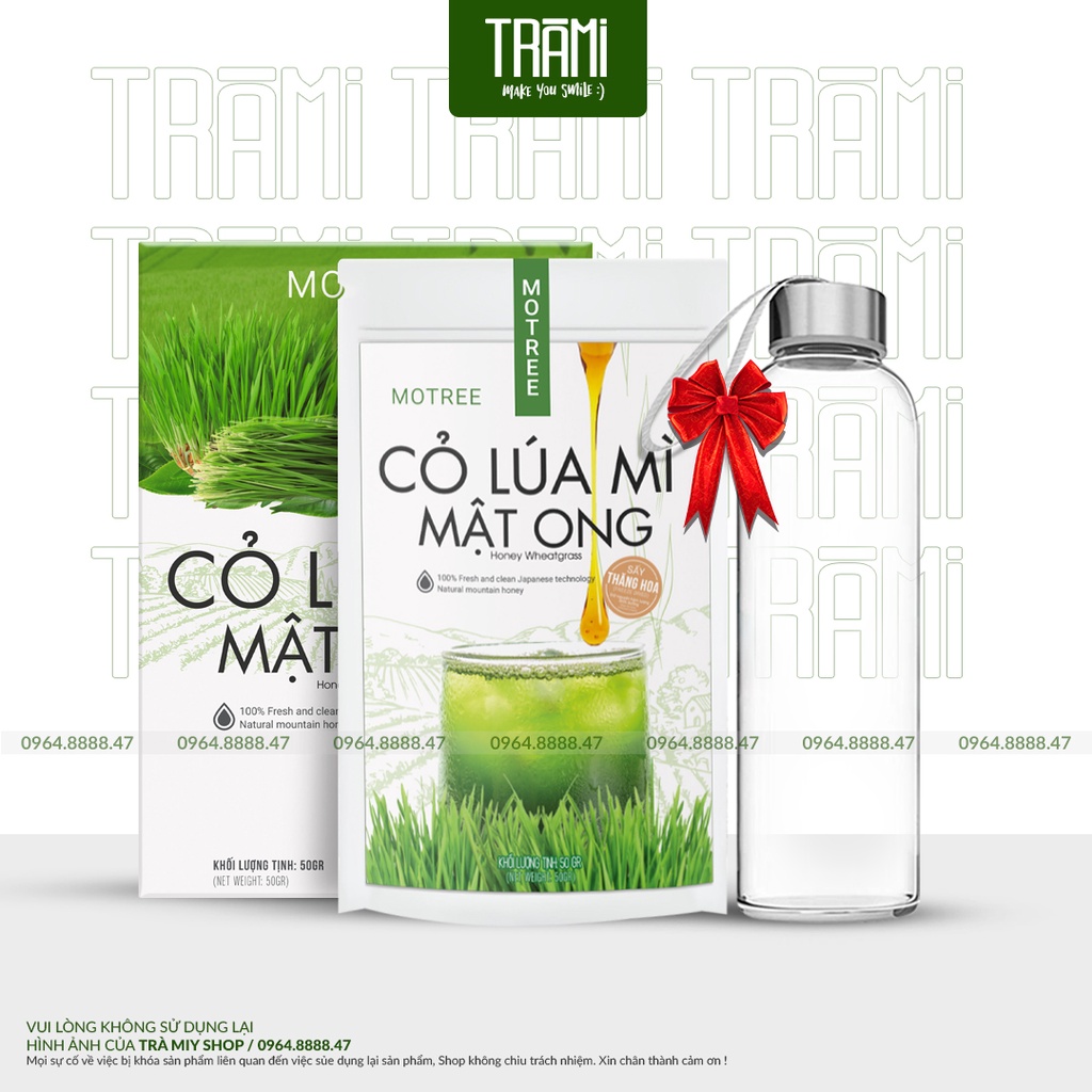 [CHÍNH HÃNG] Bột Cỏ Lúa Mì Mật Ong Motree, 50gr Detox, Giảm Cân Hiệu Quả, Cải Thiện Mụn, Da Đẹp Mịn Màng
