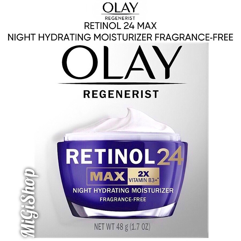 [Hàng Mỹ] Kem Dưỡng Da Ban Đêm Olay Retinol 24 Max Night Hydrating Moisturizer Fragrance Free 48g