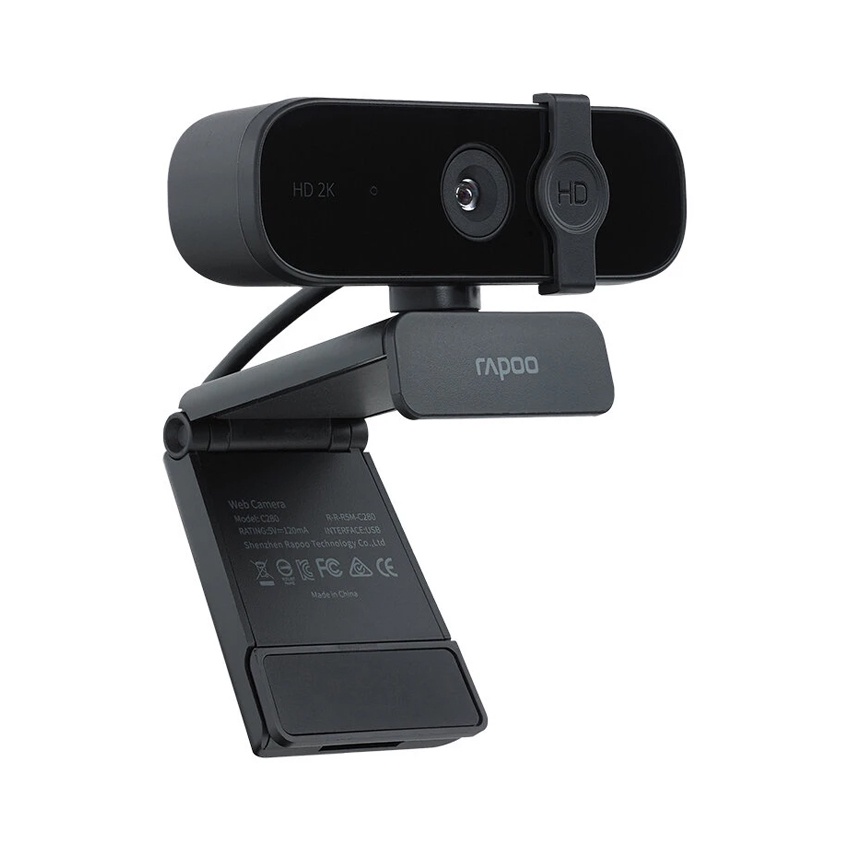 Webcam Rapoo C280 2K HD với USB2.0 với nắp đậy camera có thể xoay mic