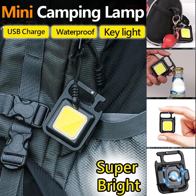 Móc chìa khoá đèn pin LED COB mini tích hợp mở bia, chống nước, dùng pin sạc, có nam châm đính kèm Móc Khóa Đèn LED COB Mini Sạc USB Tiện Dụng
