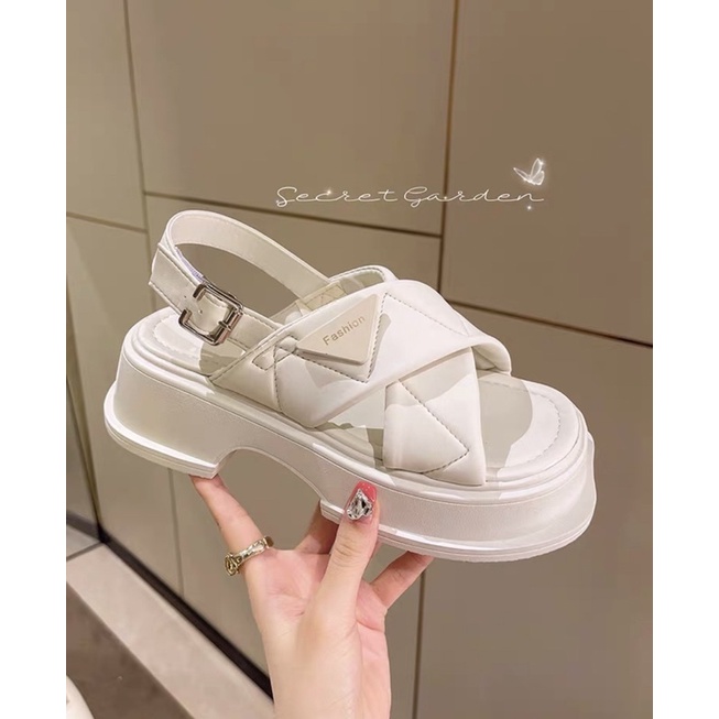 Dép sandal nữ - Giày quai hậu nữ đan chéo đế độn 5cm chuẩn hàng quảng châu