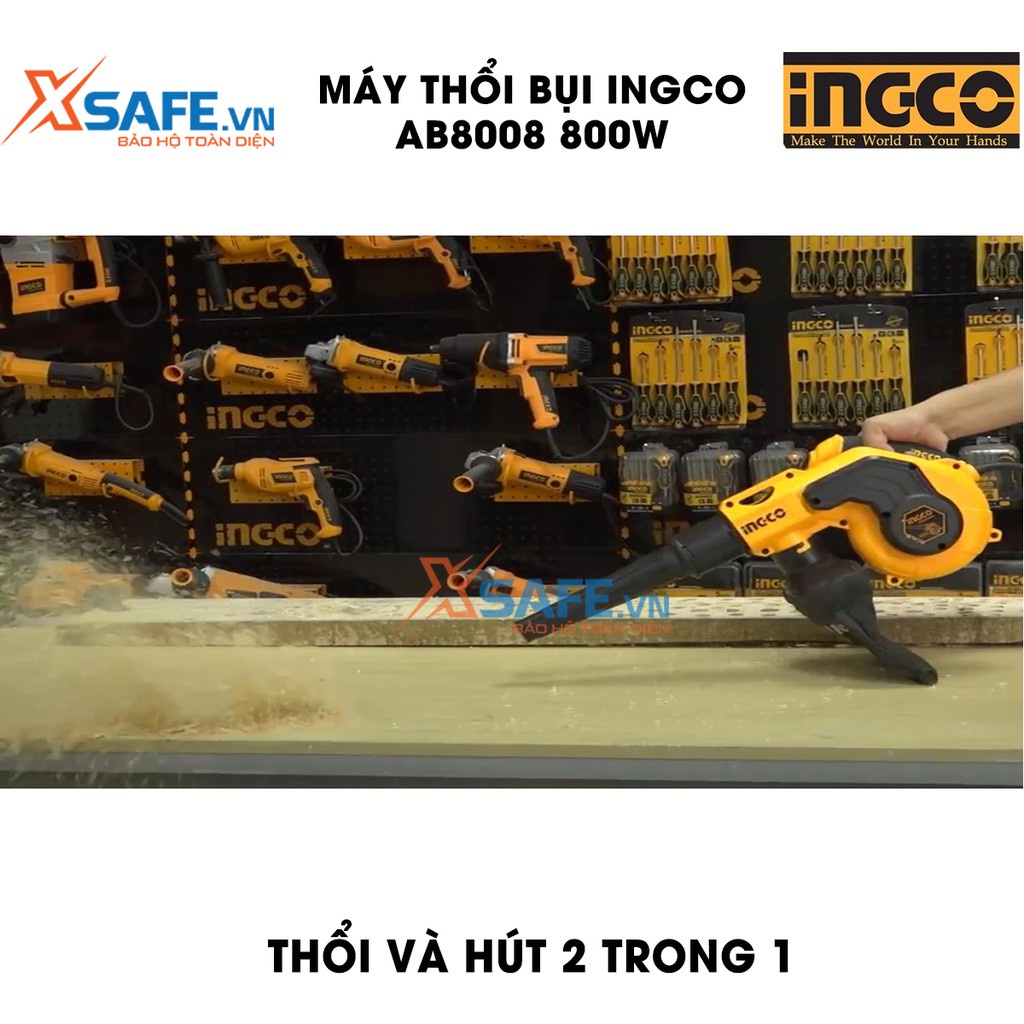 Máy hút, thổi bụi INGCO AB8008 công suất 800W Tặng kèm túi đựng bụi, ống hút và 2 ống hút bụi - Hút thổi bụi 2 trong 1