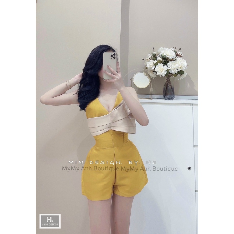 Jumpsuit Nữ Xinh ⚡𝙎𝙄𝙀̂𝙐 𝙎𝘼𝙇𝙀⚡ Jum Đùi 2 Dây Kết Nơ Ngực Thời Trang Dành Cho Nữ - 65171