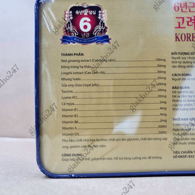 Viên bổ Korean Red Ginseng Extract Gold giúp bồi bổ cơ thể, ăn ngủ ngon, cho người suy nhược cơ thể