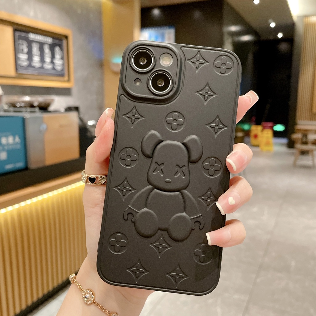 Ốp Điện Thoại Mềm Mạ Hình Gấu 3D Cho 13 Pro Max 12 11 Pro Max X XR 8 7 Plus