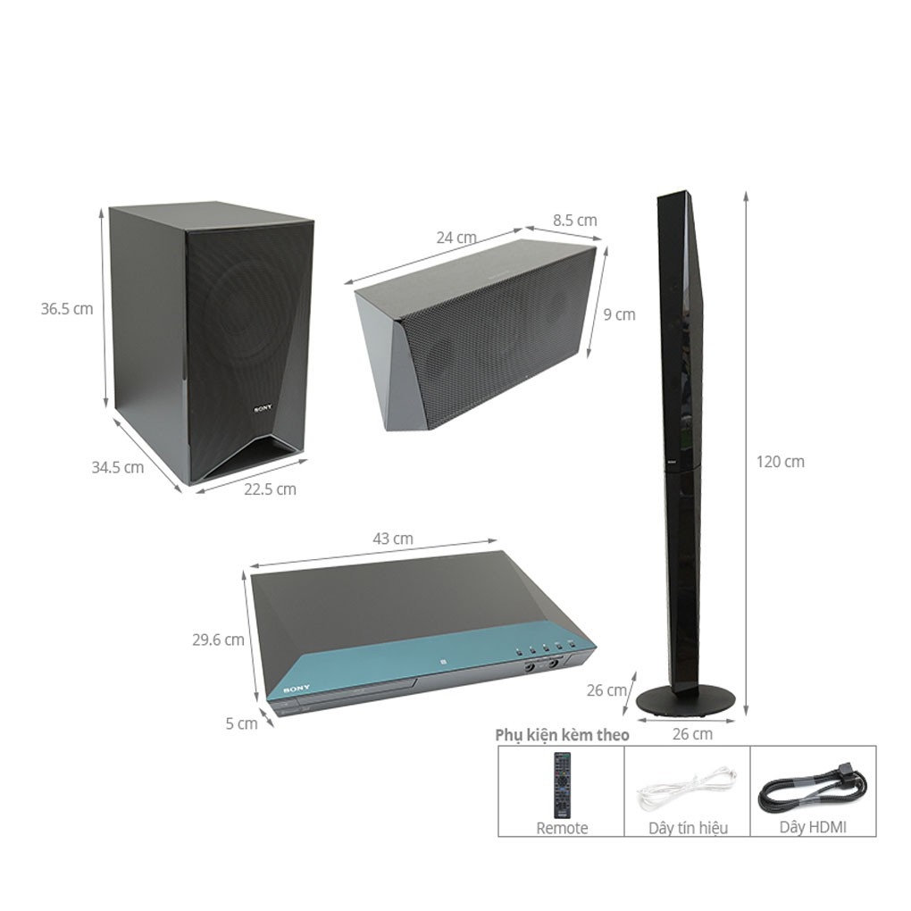 Dàn âm thanh sony E6100 và S500RF 5.1 1000W hàng chính hãng