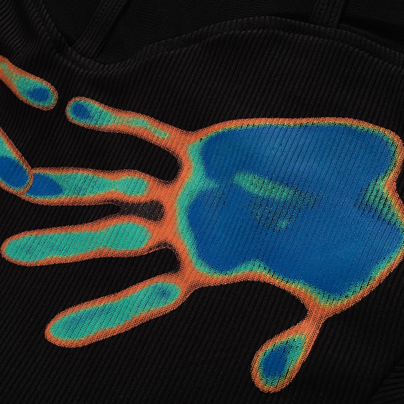 Jumpsuit Cổ Cao Tay Dài Hoạ Tiết In Thiết Kế Quyến Rũ