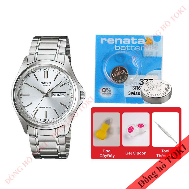 Pin thay đồng hồ đeo tay casio MTP-1239 dây kim loại các màu