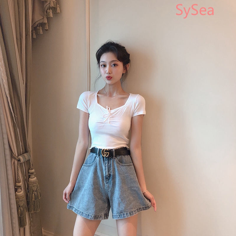 Áo Croptop Ngắn Tay Ôm Dáng Thời Trang Mùa Hè Cho Nữ