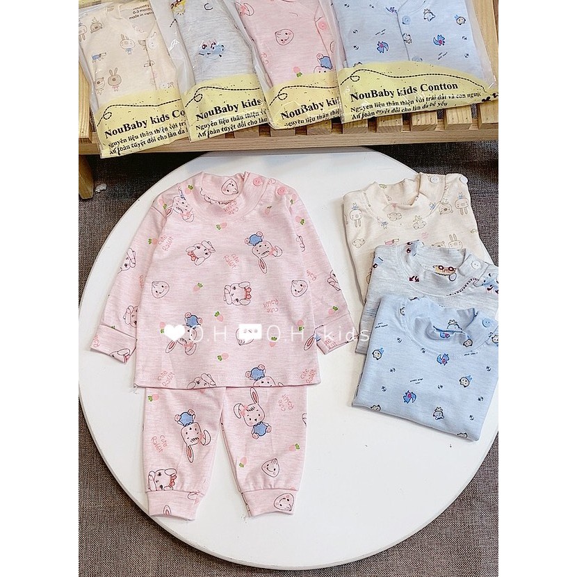 Bộ nỉ cotton dài tay cổ cao cho bé trai bé gái