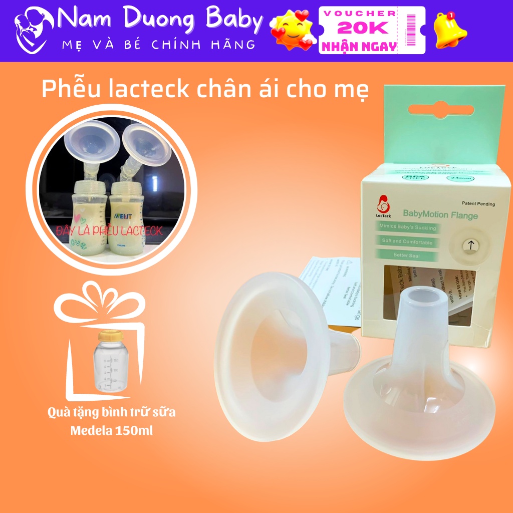 Phễu hút sữa Lacteck Baby Motion silicon chính hãng dùng cho máy hút sữa Medela Spectra Avent Unimom Namduongbaby