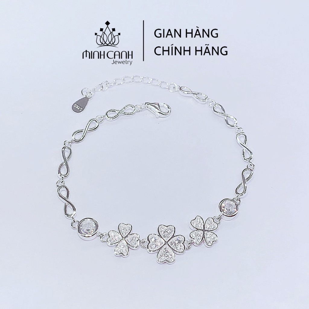 Lắc Tay Vô Cực Hoạ Tiết 3 Cỏ 4 Lá Bạc 925 - Minh Canh Jewelry