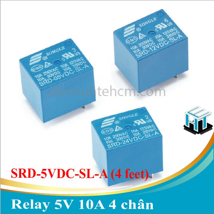 Relay 5V 10A 4 chân SRD-5VDC-SL-A hàng chuẩn SONGLE