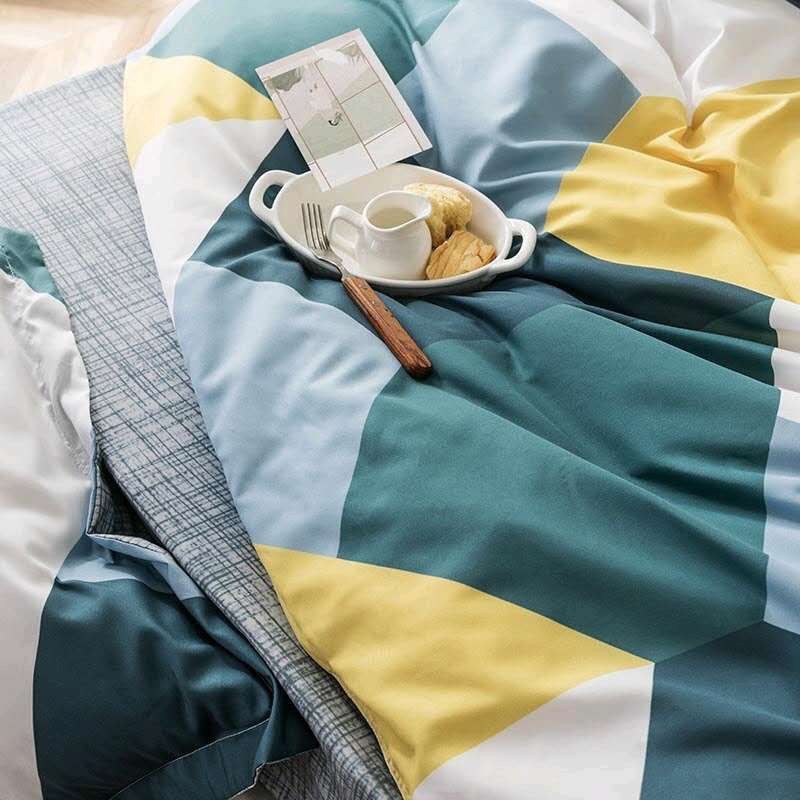 Bộ chăn ga gối cotton poly Sóng Tam Giác