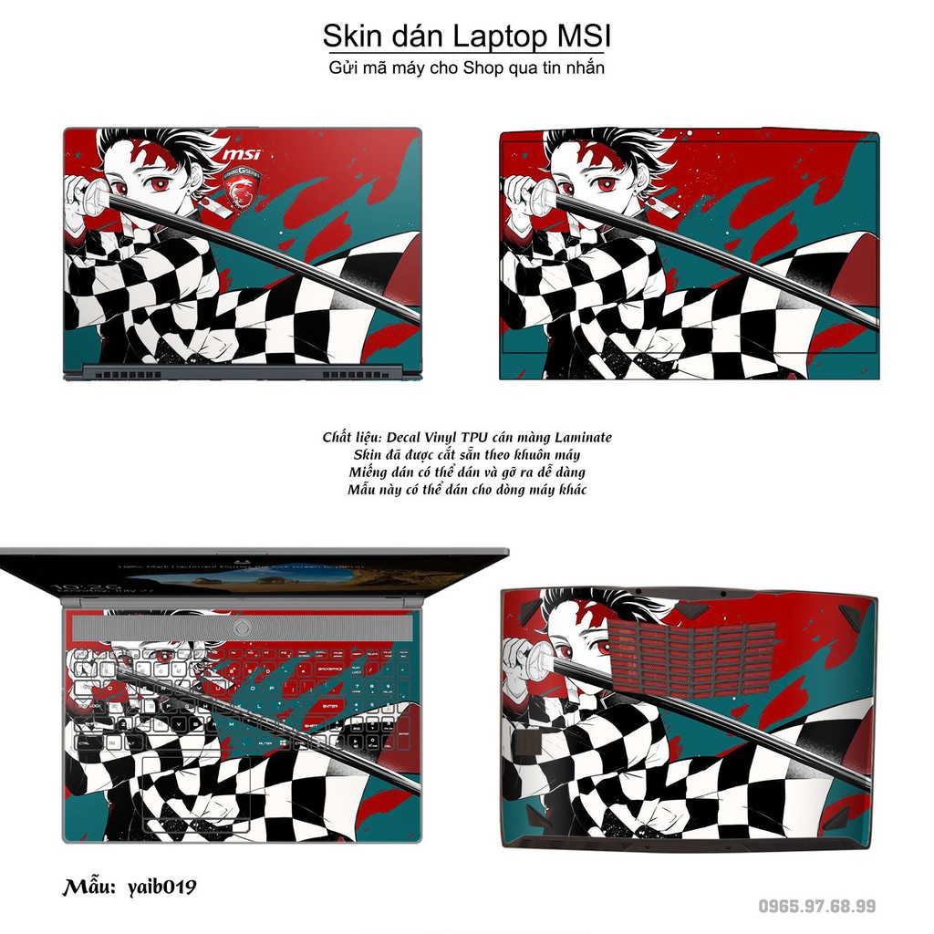 Skin dán Laptop MSI in hình Kimetsu No Yaiba (inbox mã máy cho Shop)