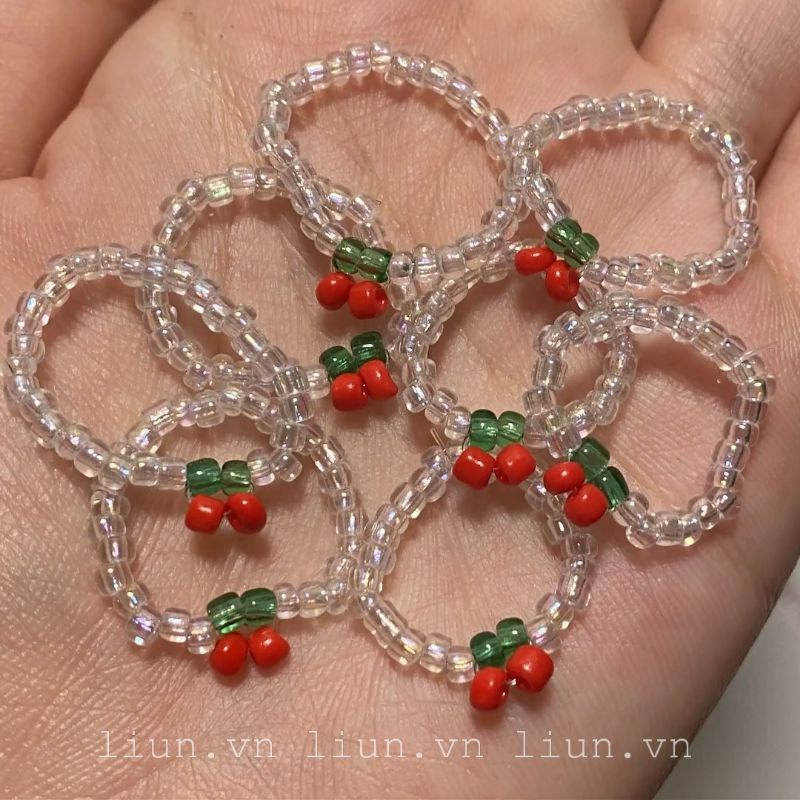 Vòng tay, nhẫn cherry cherry hạt cườm handmade
