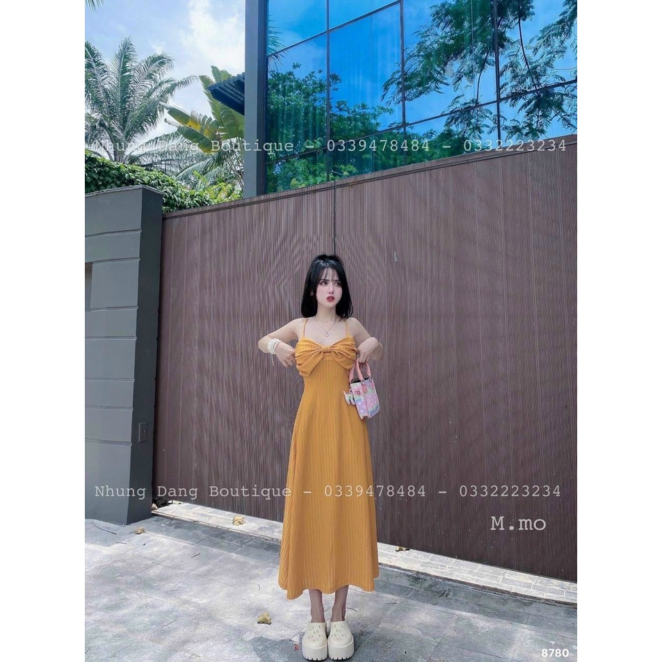 Đầm hai dây phối nơ dáng dài siêu đẹp tôn dáng form chuẩn cực đẹp