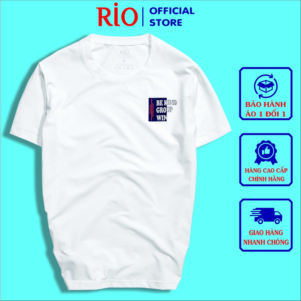 Áo Thun Nam, Áo Phông Nam Cổ Tròn Tay Ngắn RIO thun cotton cao cấp dày dặn thoáng mát trơn hàng hiệu đẹp RIO-04