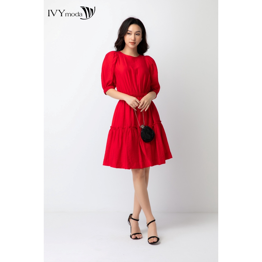 Đầm xòe 2 lớp cổ tròn IVY moda MS 48B8622