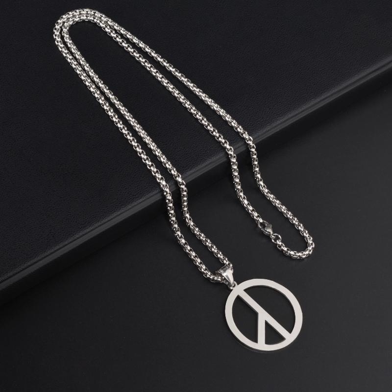Dây Chuyền Mặt Logo Hòa Bình Bằng Thép Không Gỉ Thời Trang Phong Cách Hip Hop Cho Nam Và Nữ F891