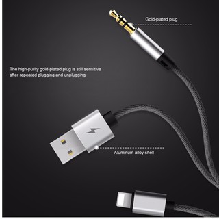 Cáp iPhone 3.5mm + USB Charging Audio for iOS 10 BASEUS cho iPhone 7/ 7Plus 8/8Plus / iPhone X