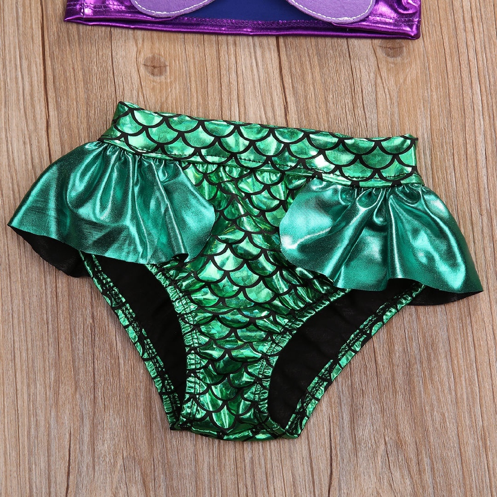 Bộ đồ bơi bikini + băng đô đính nơ xinh xắn dành cho bé gái