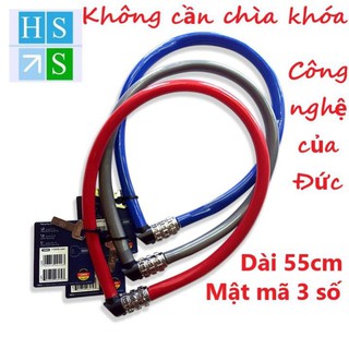 Khóa dây cao cấp khóa xe đạp xe máy, khóa cửa cổng nhà (Mật mã 3 số, 55cm, thép không gỉ, Mầu ngẫu nhiên) - NPP HS Shop