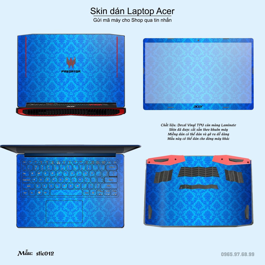 Skin dán Laptop Acer in hình Hoa văn sticker nhiều mẫu 2 (inbox mã máy cho Shop)