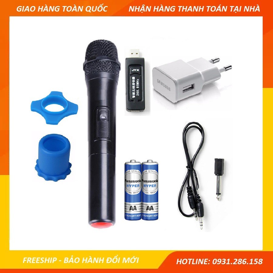 Bộ Micro Không Dây Đa Năng: Mic + nguồn USB + chống lăn + Pin AA Panasonic - Micro giá rẻ hát hay