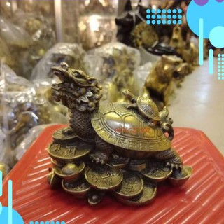 ❤️Deal Sốc❤️ Long quy rùa đầu Rồng bằng đồng,  rùa công con,  vật phẩm phong thủy bằng đồng 900047 [SKM]