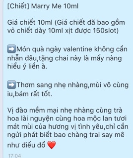 [Mẫu Thử] Nước hoa Nữ Marry Me