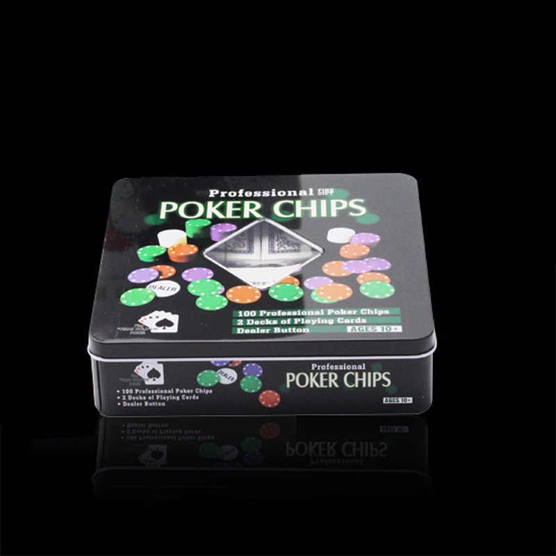 Hộp 100 Chip Poker Chip hộp thiếc cao cấp (hộp vuông) Toy's House