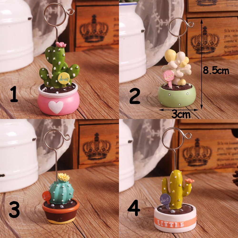 Cây xương rồng mini giả dễ thương kẹp ảnh để bàn trang trí nhà cửa
