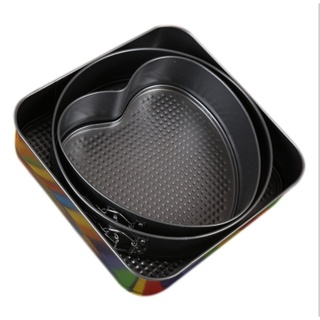 Trọn bộ set 3 khuôn làm bánh vuông - tròn - trái tim đế rời cao cấp - xbarista