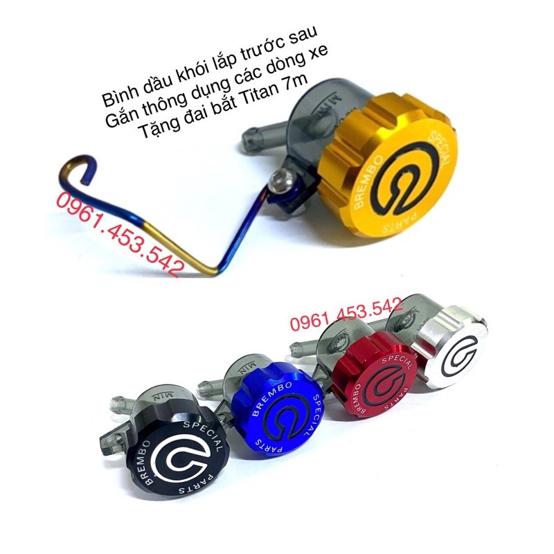 Bình dầu khói BREMBO gắn trước sau.Tặng đai bắt Titanum